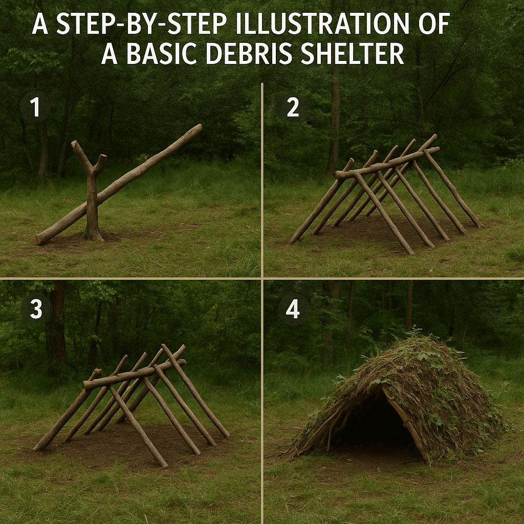 Basic debris shelter for survival